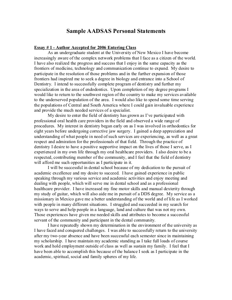 Personal Statement Sample Personal Statement Sample