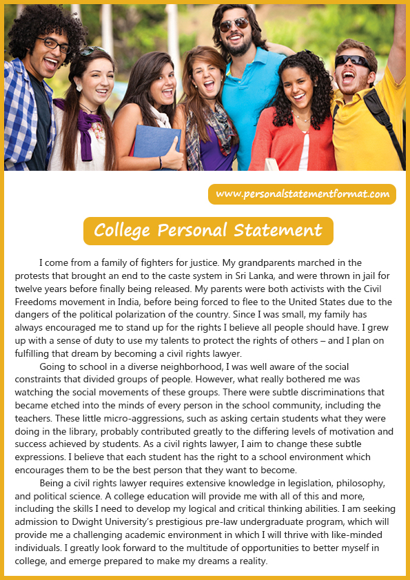 Best Personal Statement Template for College Application