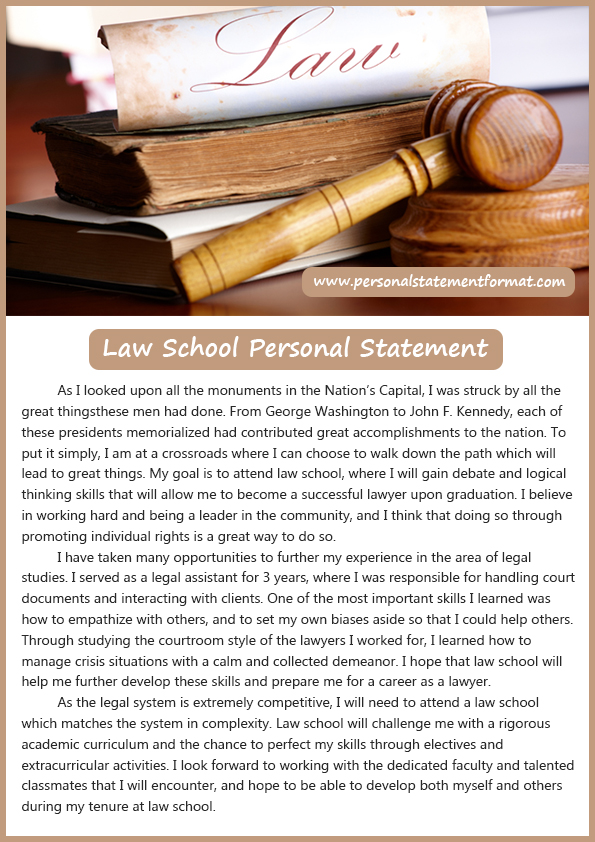 personal statements for law school sample