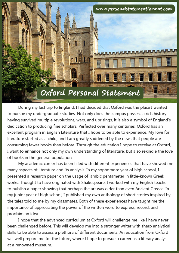 Some Tips On Oxford Personal Statement Style