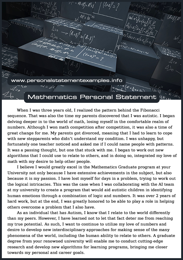 mathematics postgraduate personal statement