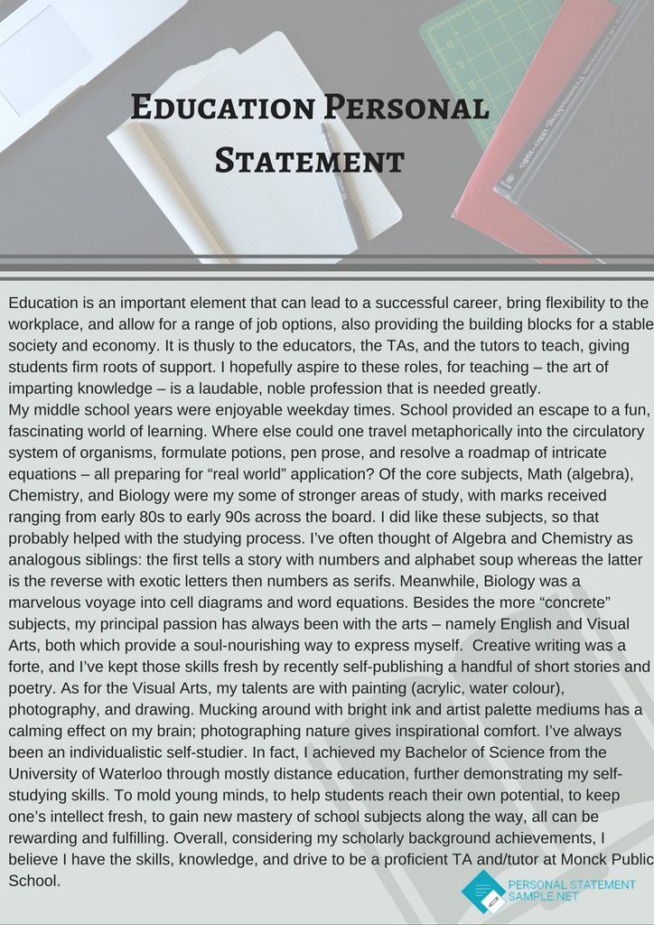 postgraduate personal statement sample uk