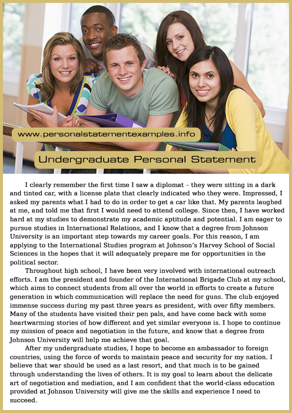 good personal statement examples for undergraduate admission
